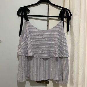 Scoop neck flowy tank with tie straps